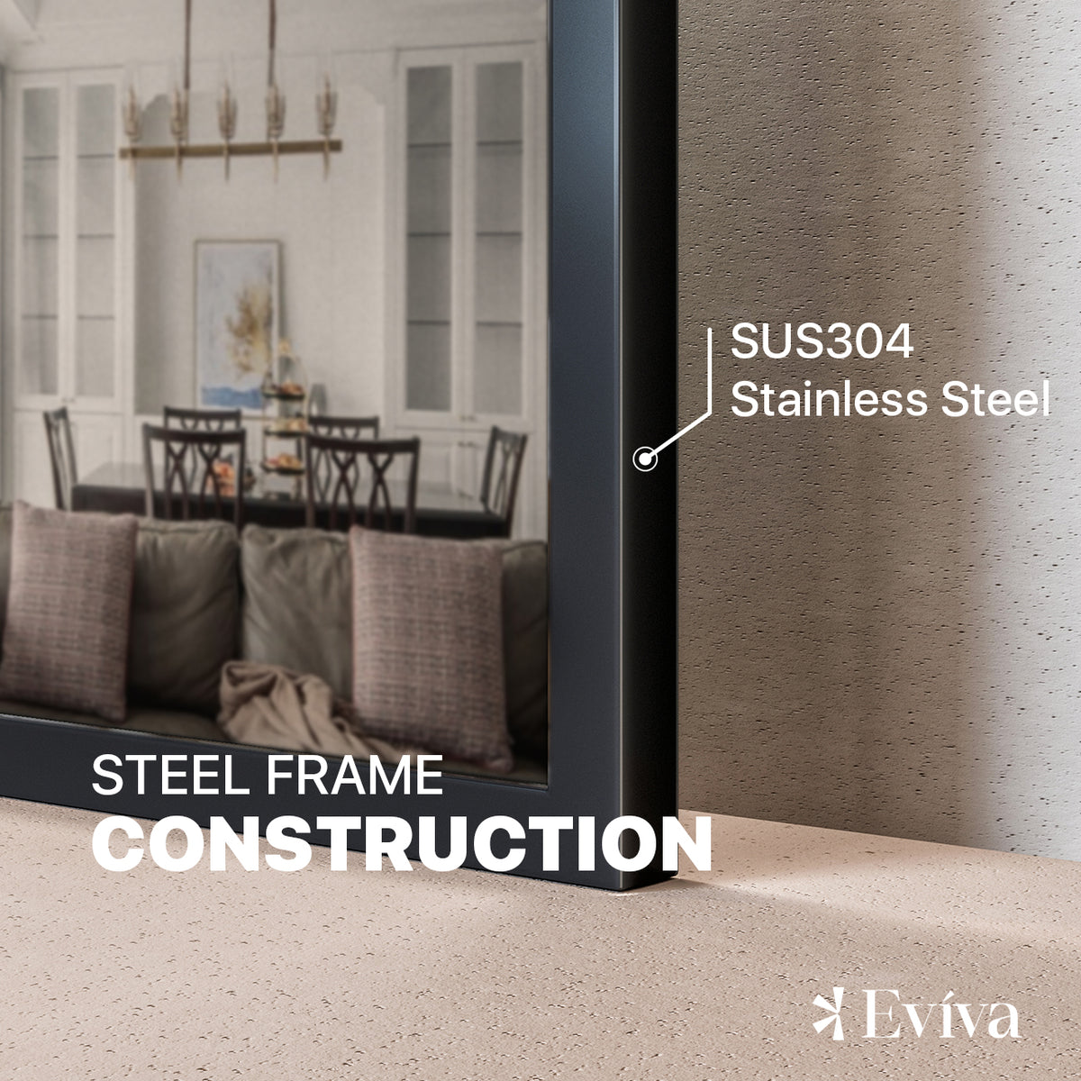 Eviva Black Black Metal Framed Mirror