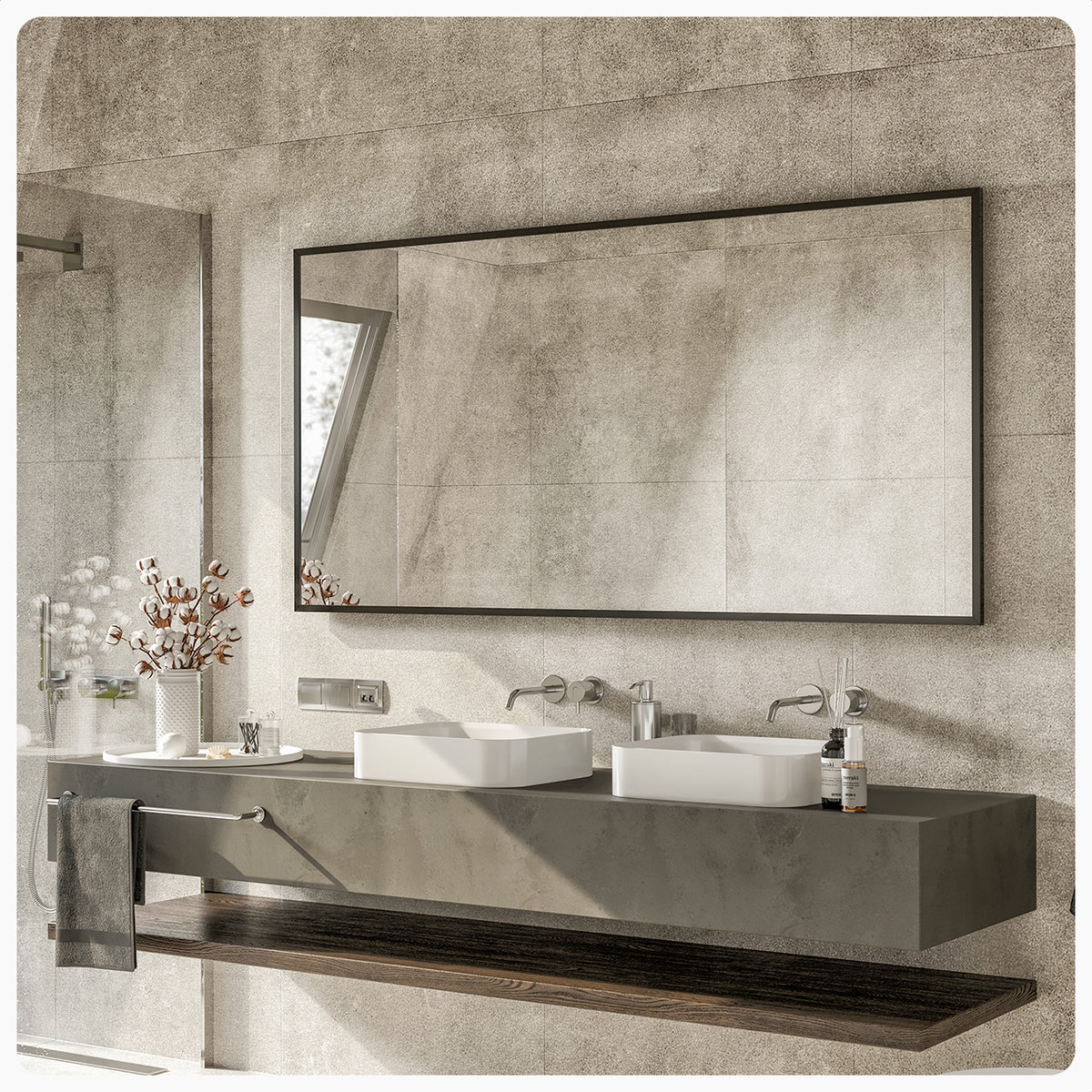 Eviva Black Black Metal Framed Mirror
