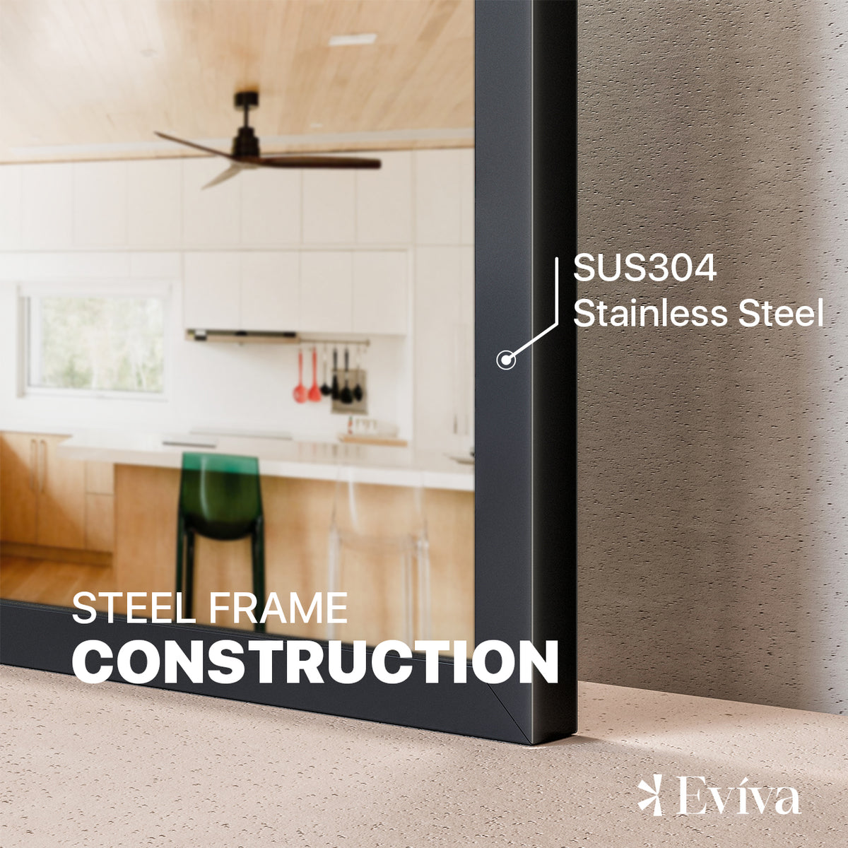 Eviva Black Black Metal Framed Mirror