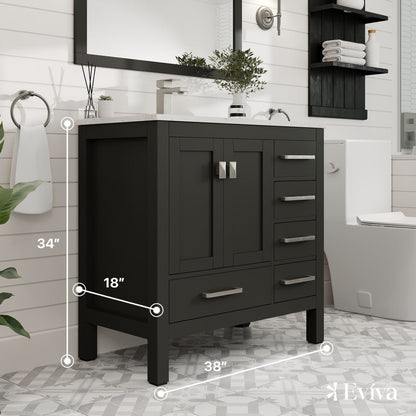 Eviva London Bath Vanity with Carrara Quartz Top and Undermount Porcelain Sink (20"-60")