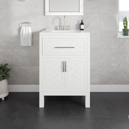 Eviva Cambridge 24 in. Gray Single Sink Bath Vanity with Quartz Top and Undermount Porcelain Sink (24"-60")