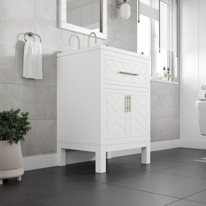 Eviva Cambridge 24 in. Gray Single Sink Bath Vanity with Quartz Top and Undermount Porcelain Sink (24"-60")