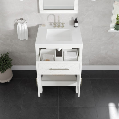 Eviva Cambridge 24 in. Gray Single Sink Bath Vanity with Quartz Top and Undermount Porcelain Sink (24"-60")