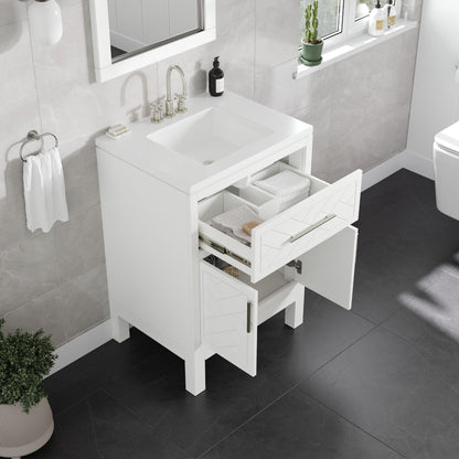 Eviva Cambridge 24 in. Gray Single Sink Bath Vanity with Quartz Top and Undermount Porcelain Sink (24"-60")