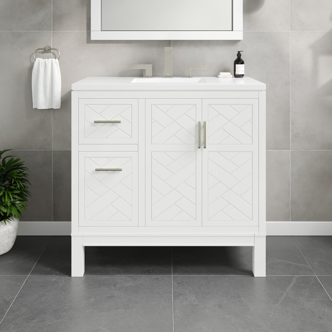 Eviva Cambridge 24 in. Gray Single Sink Bath Vanity with Quartz Top and Undermount Porcelain Sink (24"-60")