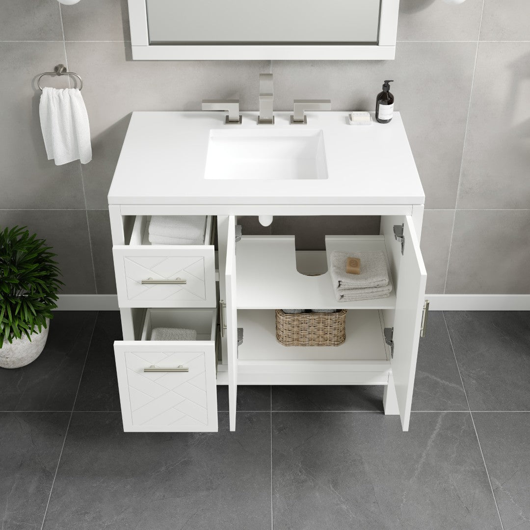 Eviva Cambridge 24 in. Gray Single Sink Bath Vanity with Quartz Top and Undermount Porcelain Sink (24"-60")