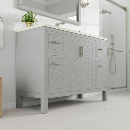 Eviva Cambridge 24 in. Gray Single Sink Bath Vanity with Quartz Top and Undermount Porcelain Sink (24"-60")