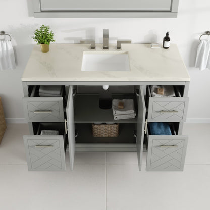 Eviva Cambridge 24 in. Gray Single Sink Bath Vanity with Quartz Top and Undermount Porcelain Sink (24"-60")