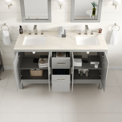 Eviva Cambridge 24 in. Gray Single Sink Bath Vanity with Quartz Top and Undermount Porcelain Sink (24"-60")