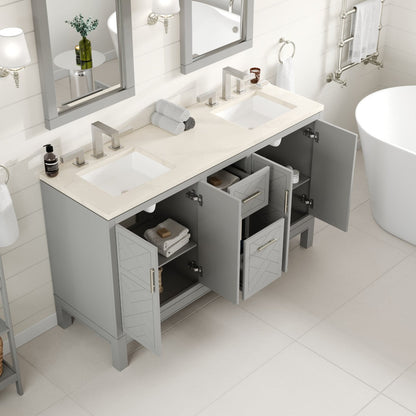 Eviva Cambridge 24 in. Gray Single Sink Bath Vanity with Quartz Top and Undermount Porcelain Sink (24"-60")