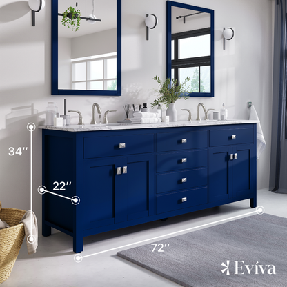 Eviva Artemis Bath Vanity with Engineered Stone Top & Undermount Porcelain Sink (42"-72")