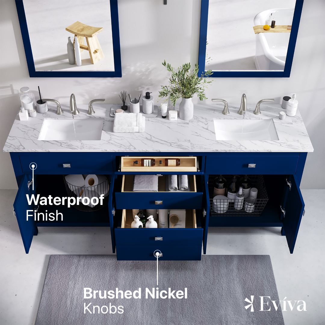 Eviva Artemis Bath Vanity with Engineered Stone Top & Undermount Porcelain Sink (42"-72")