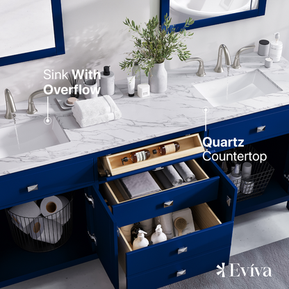 Eviva Artemis Bath Vanity with Engineered Stone Top & Undermount Porcelain Sink (42"-72")