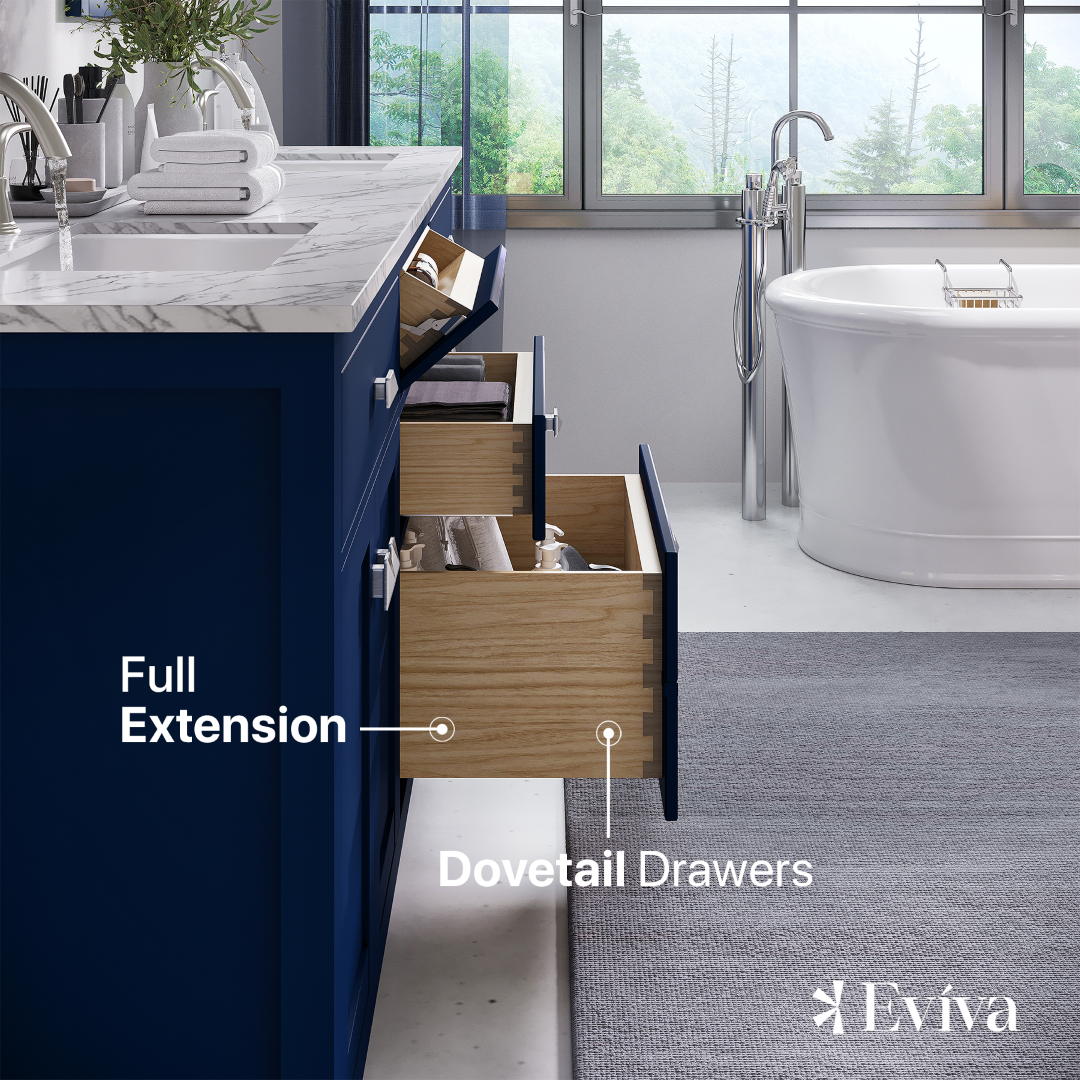Eviva Artemis Bath Vanity with Engineered Stone Top & Undermount Porcelain Sink (42"-72")
