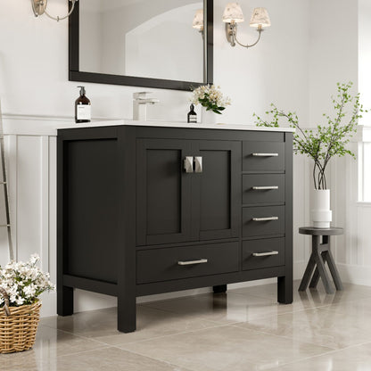 Eviva London Bath Vanity with Carrara Quartz Top and Undermount Porcelain Sink (20"-60")