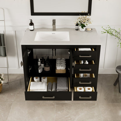 Eviva London Bath Vanity with Carrara Quartz Top and Undermount Porcelain Sink (20"-60")