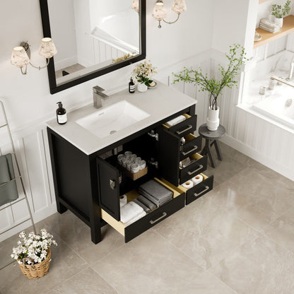 Eviva London Bath Vanity with Carrara Quartz Top and Undermount Porcelain Sink (20"-60")