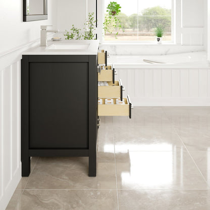 Eviva London Bath Vanity with Carrara Quartz Top and Undermount Porcelain Sink (20"-60")