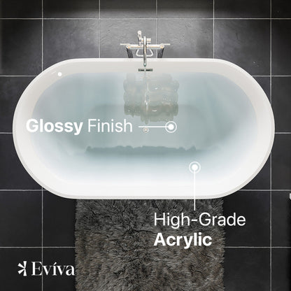 Eviva Aries 59" Glossy White Acrylic Freestanding Bathtub