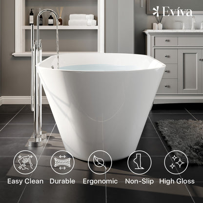 Eviva Aries 59" Glossy White Acrylic Freestanding Bathtub