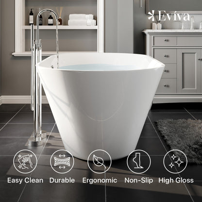 Eviva Aries 59" Glossy White Acrylic Freestanding Bathtub