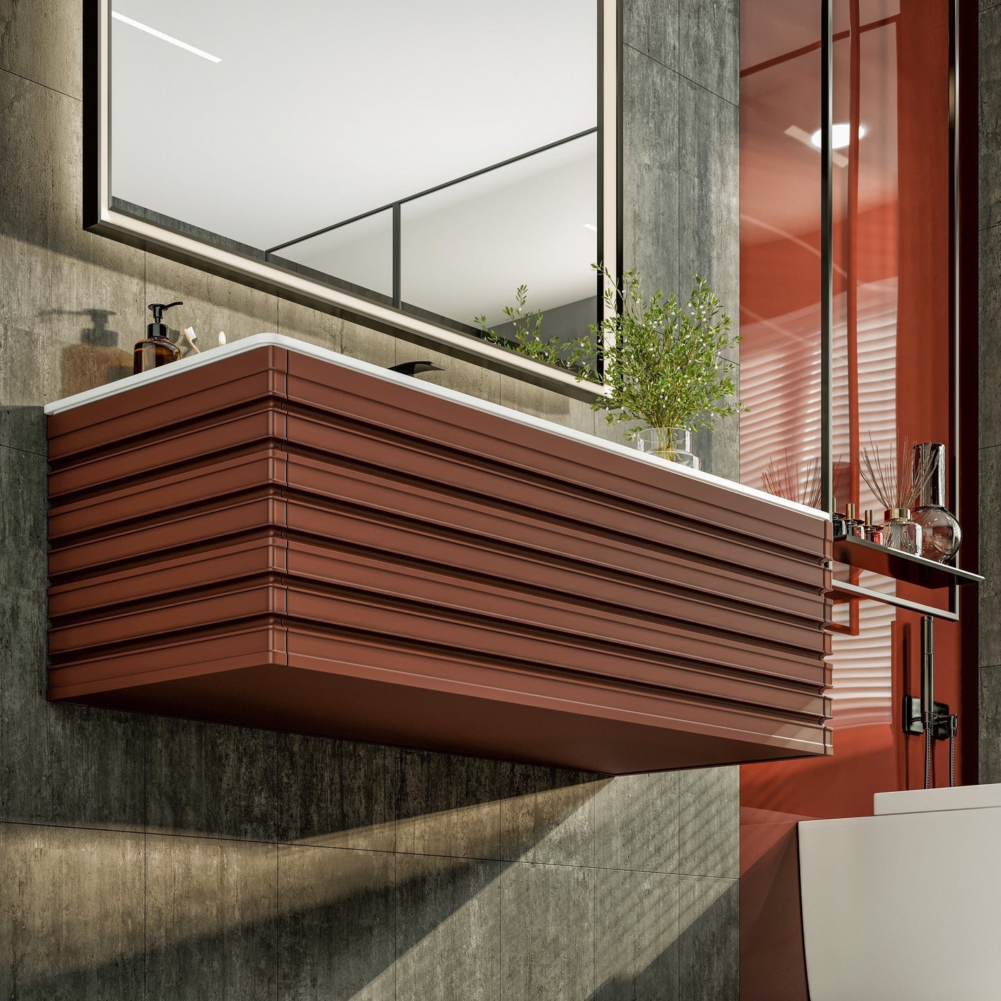 Eviva Dream Wall Mount Bath Vanity with Solid Surface Top and Integrated Sink