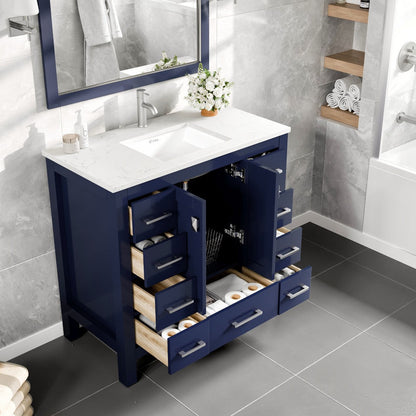 Eviva Hampton Bath Vanity with Carrara Quartz Top and Undermount Porcelain Sink
