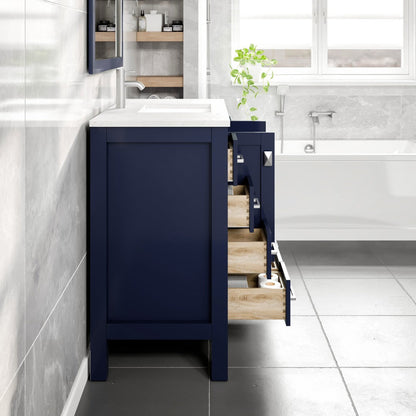 Eviva Hampton Bath Vanity with Carrara Quartz Top and Undermount Porcelain Sink