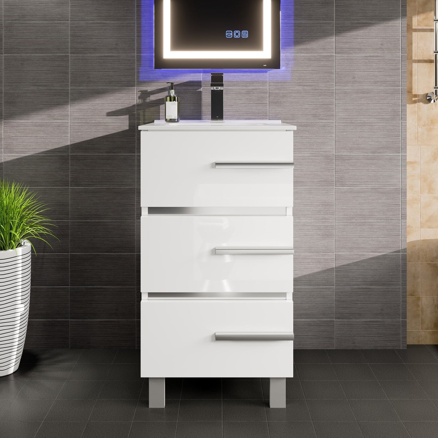 Eviva Deluxe Bath Vanity with Porcelain Top and Integrated Sink (20"-32")