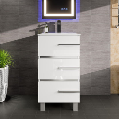 Eviva Deluxe Bath Vanity with Porcelain Top and Integrated Sink (20"-32")