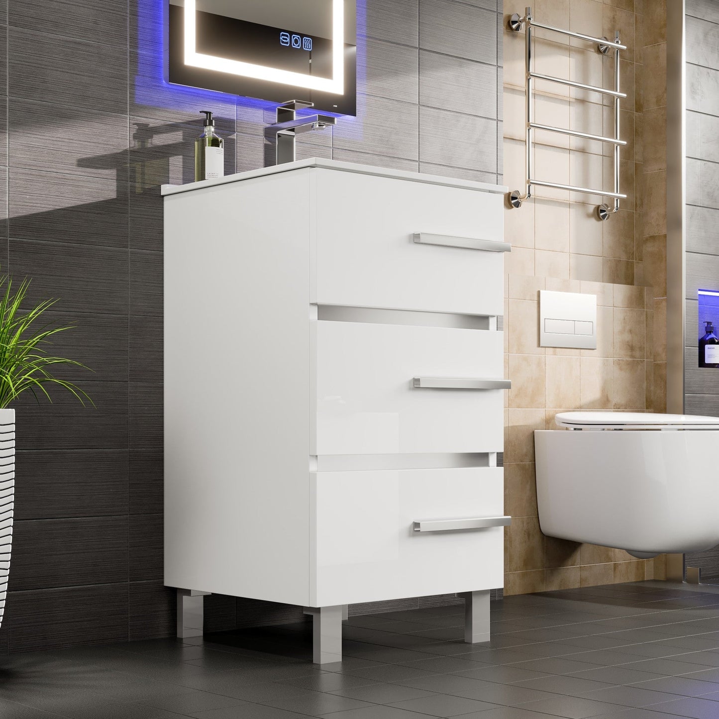 Eviva Deluxe Bath Vanity with Porcelain Top and Integrated Sink (20"-32")