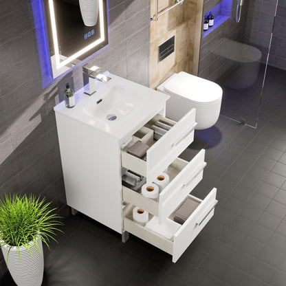 Eviva Deluxe Bath Vanity with Porcelain Top and Integrated Sink (20"-32")