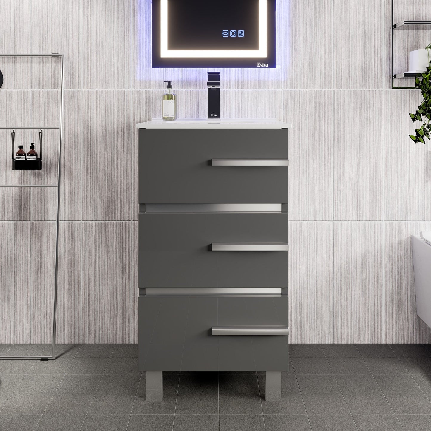 Eviva Deluxe Bath Vanity with Porcelain Top and Integrated Sink (20"-32")