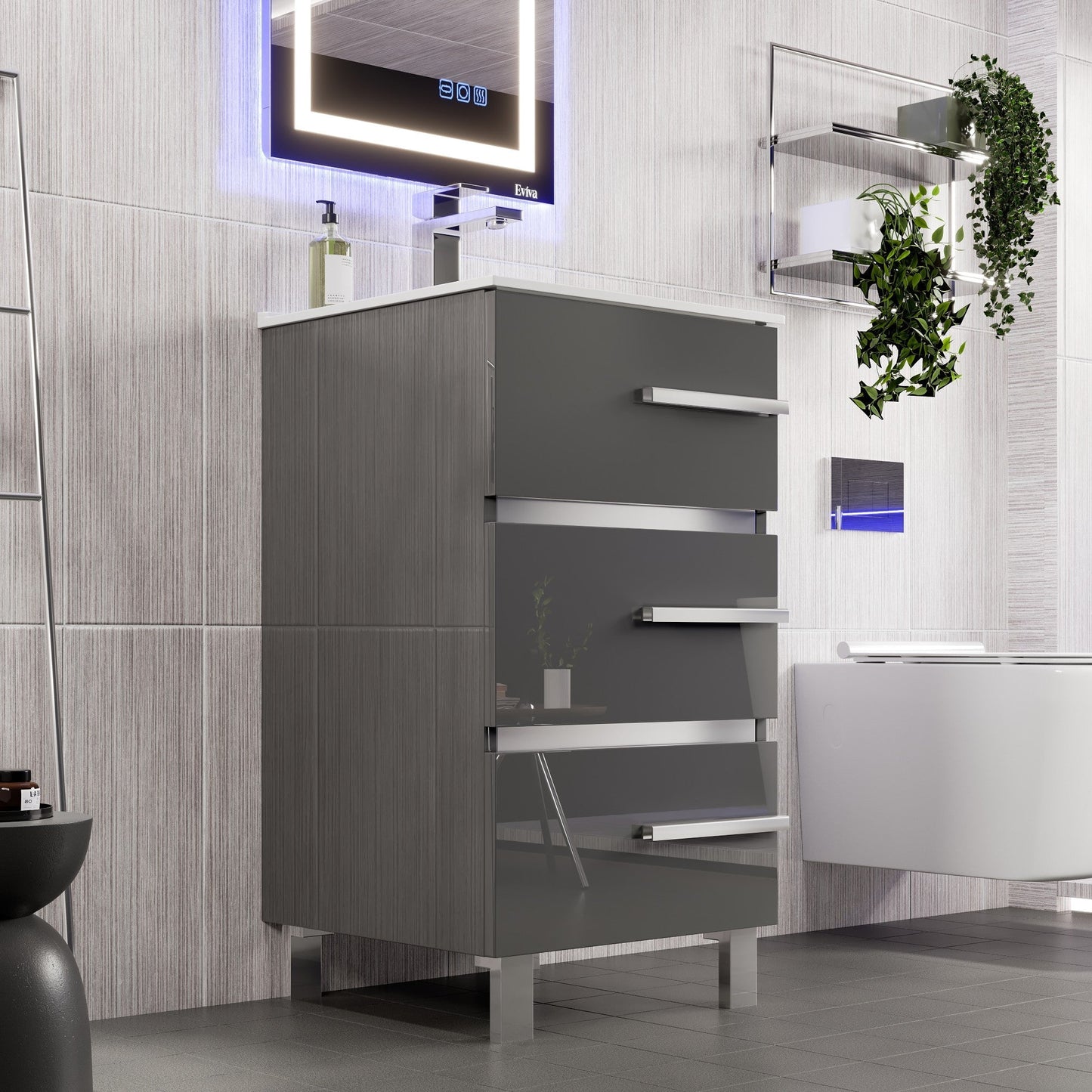 Eviva Deluxe Bath Vanity with Porcelain Top and Integrated Sink (20"-32")