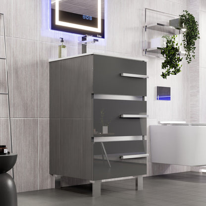 Eviva Deluxe Bath Vanity with Porcelain Top and Integrated Sink (20"-32")