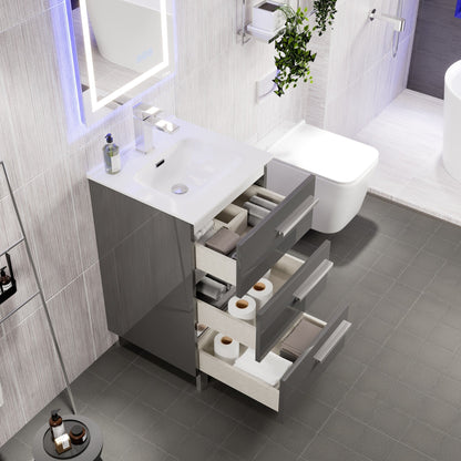 Eviva Deluxe Bath Vanity with Porcelain Top and Integrated Sink (20"-32")