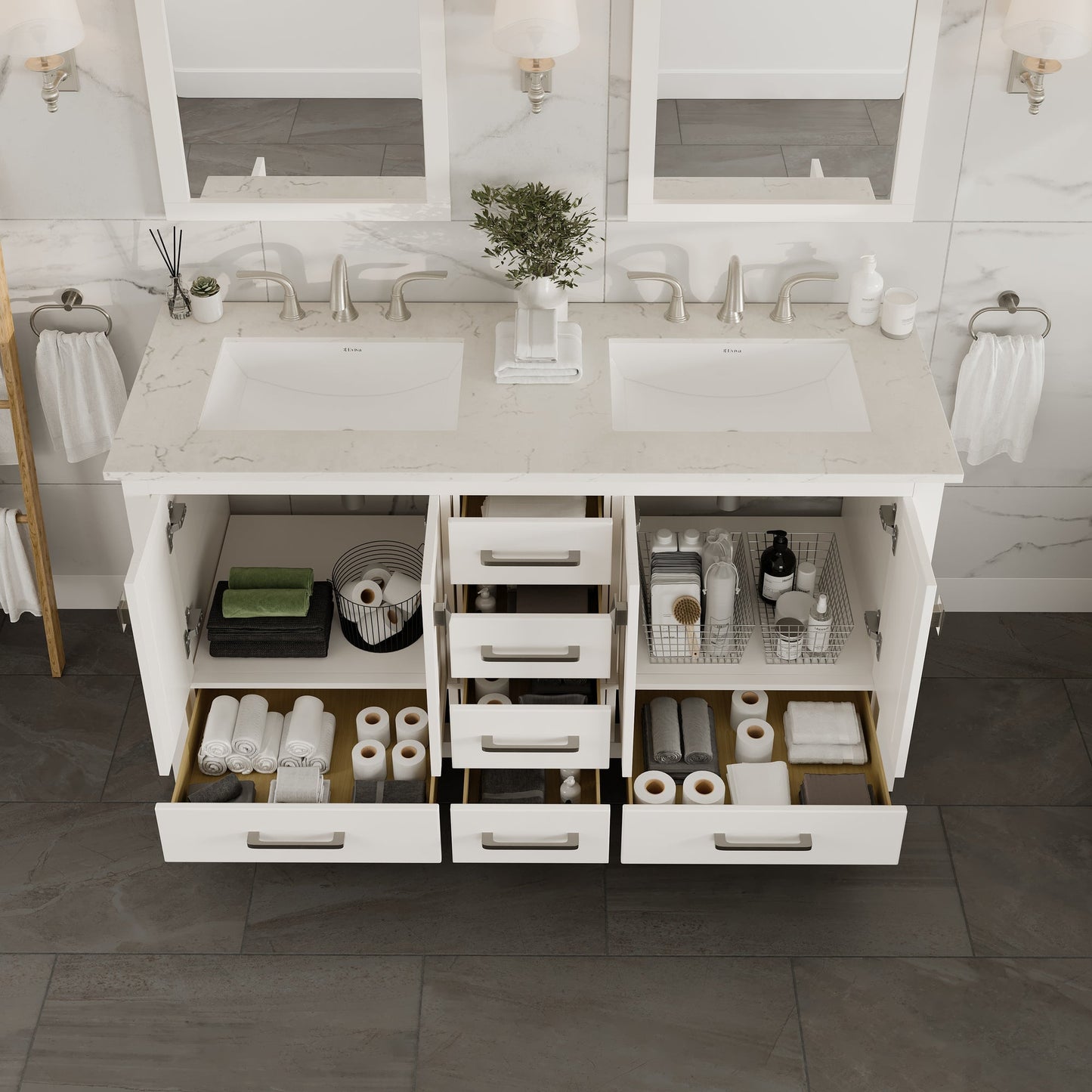 Eviva Aberdeen Bath Vanity with Counter Top and Undermount Porcelain Sink (24"-96")