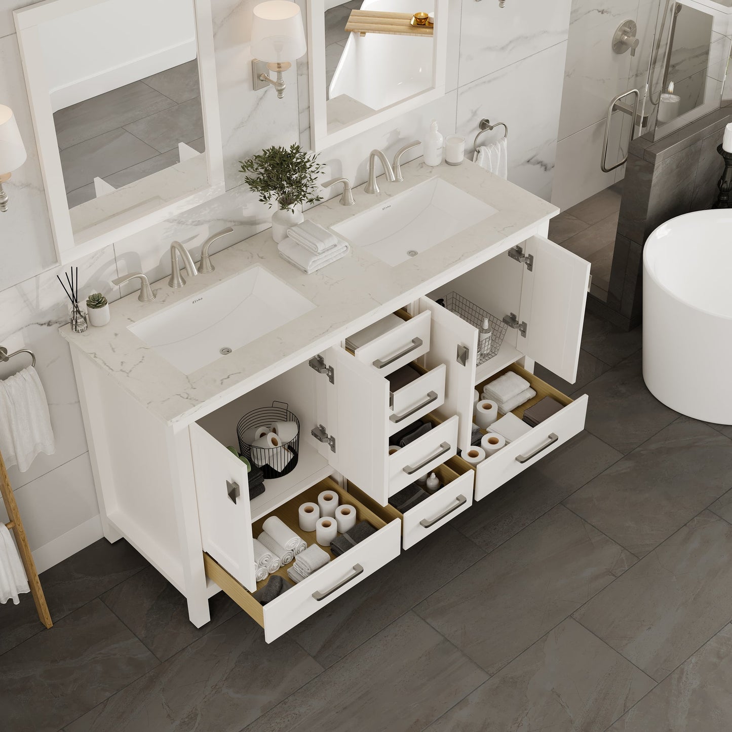 Eviva Aberdeen Bath Vanity with Counter Top and Undermount Porcelain Sink (24"-96")