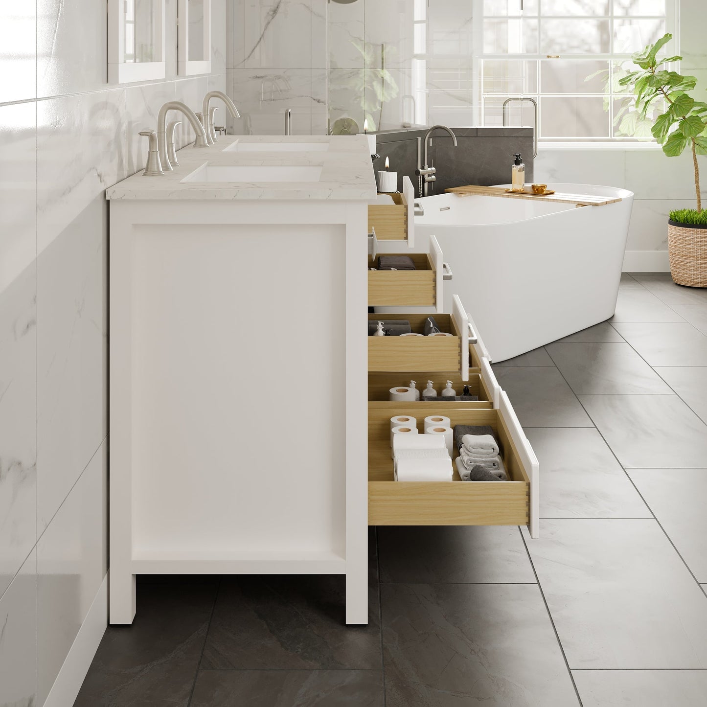 Eviva Aberdeen Bath Vanity with Counter Top and Undermount Porcelain Sink (24"-96")