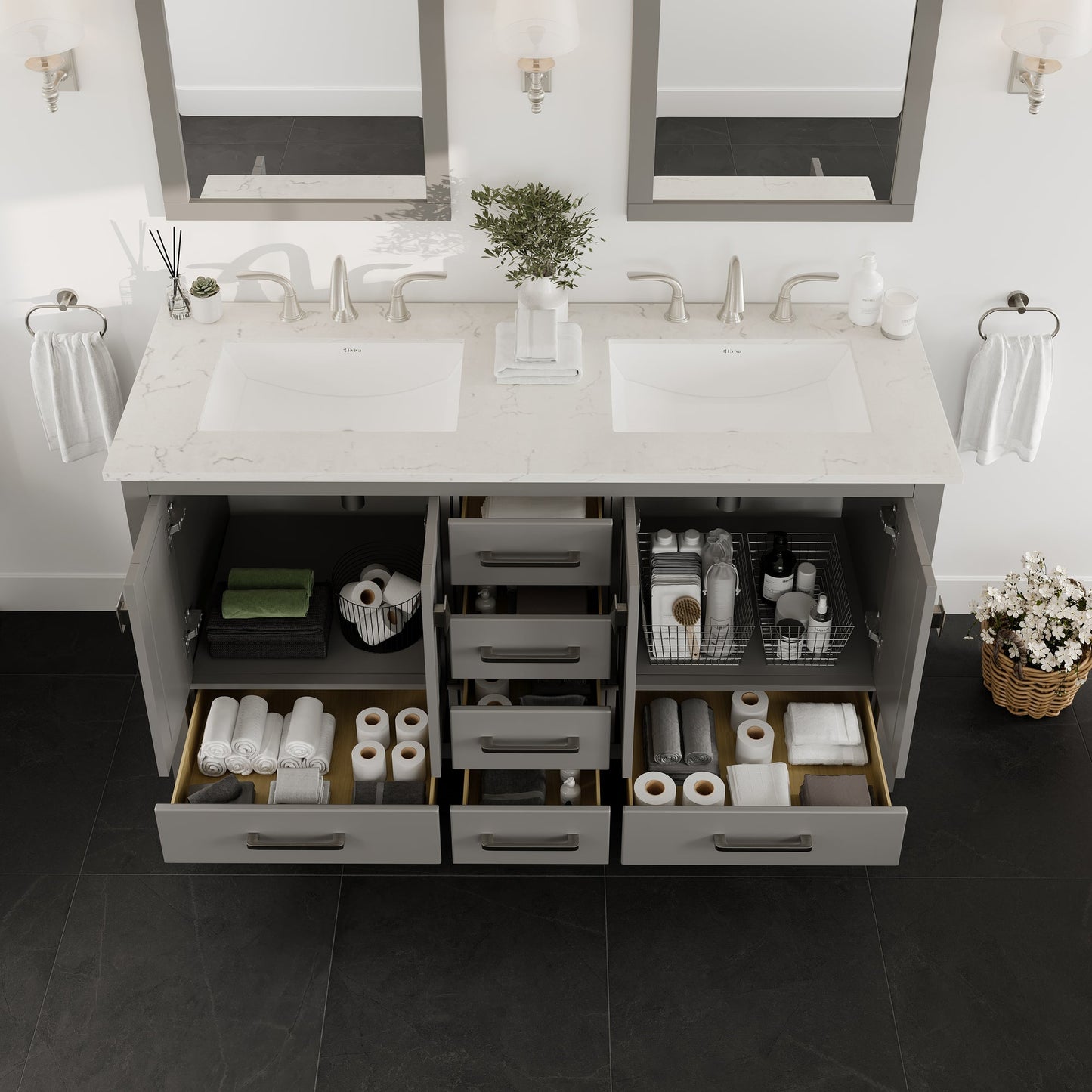 Eviva Aberdeen Bath Vanity with Counter Top and Undermount Porcelain Sink (24"-96")