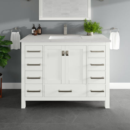 Eviva London Bath Vanity with Carrara Quartz Top and Undermount Porcelain Sink (20"-60")