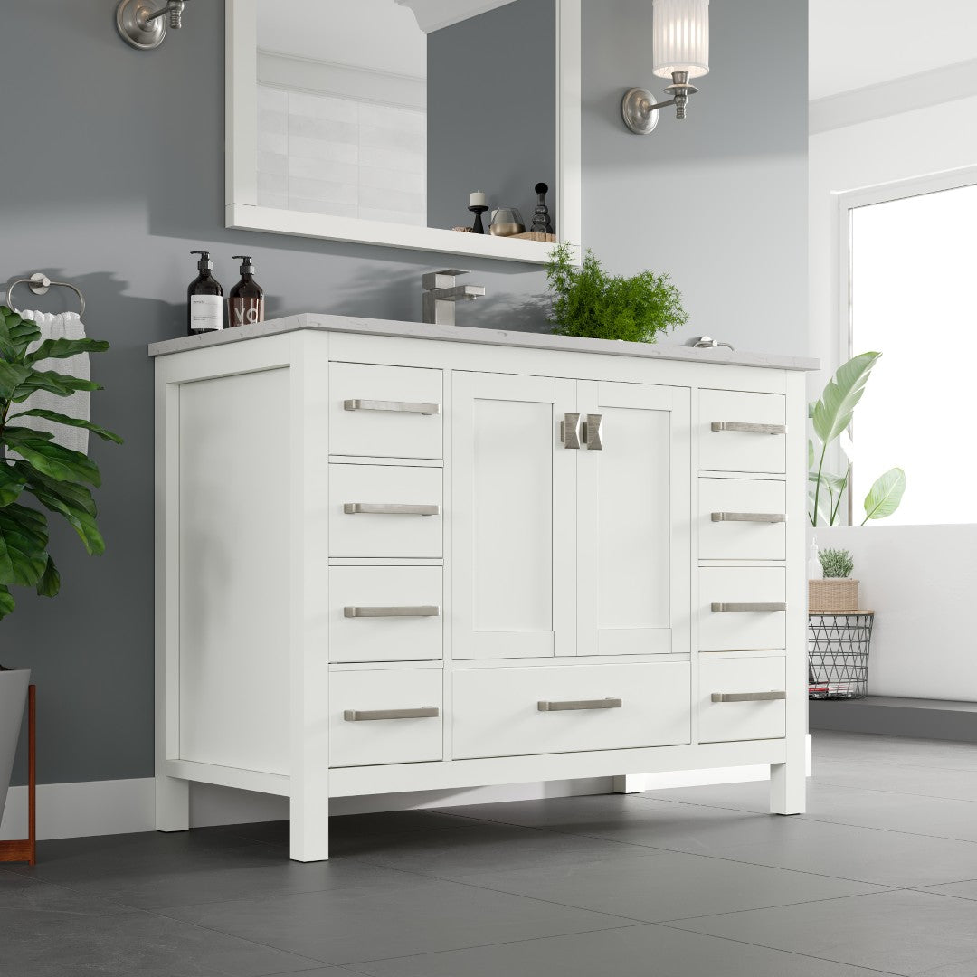 Eviva London Bath Vanity with Carrara Quartz Top and Undermount Porcelain Sink (20"-60")