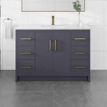 Eviva Curio Bath Vanity with Carrara Quartz Top and Undermount Porcelain Sink (24"-60")