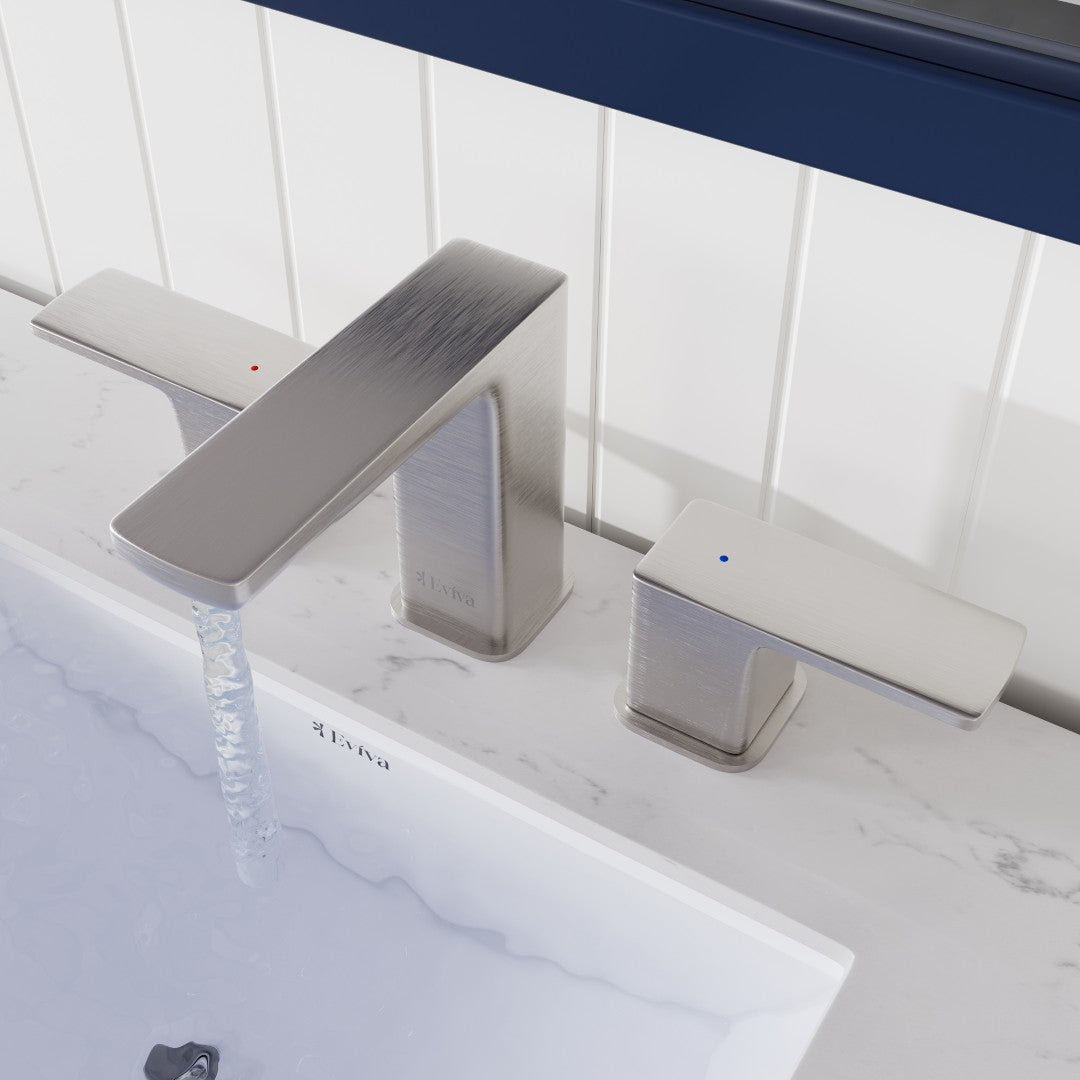 Eviva Moderna 2-Handle Waterfall Widespread Bathroom Faucet with Deckplate Included in Brushed Nickel