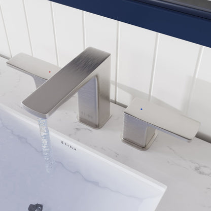 Eviva Moderna 2-Handle Waterfall Widespread Bathroom Faucet with Deckplate Included in Brushed Nickel