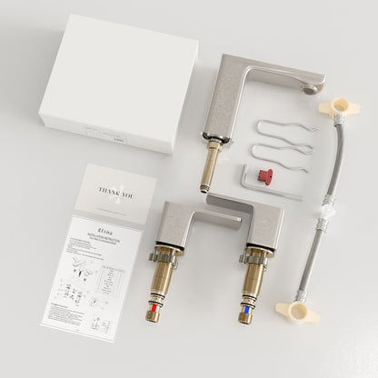 Eviva Moderna 2-Handle Waterfall Widespread Bathroom Faucet with Deckplate Included in Brushed Nickel