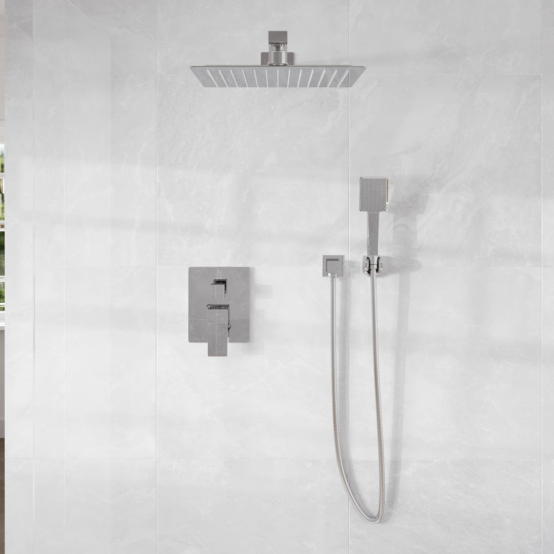 Eviva Edge Shower System with Slide Bar Hand-Shower and Thermostatic Valve