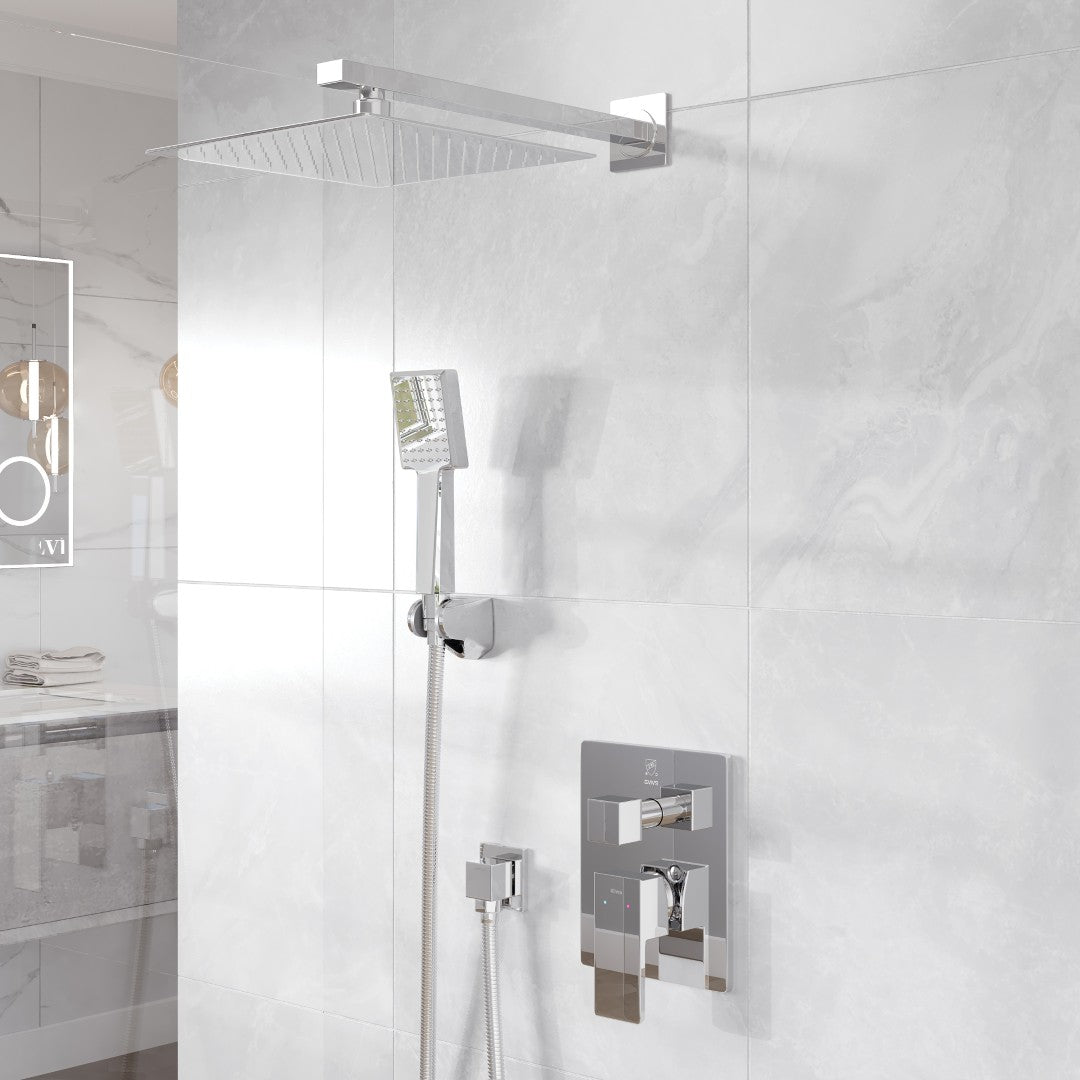Eviva Edge Shower System with Slide Bar Hand-Shower and Thermostatic Valve