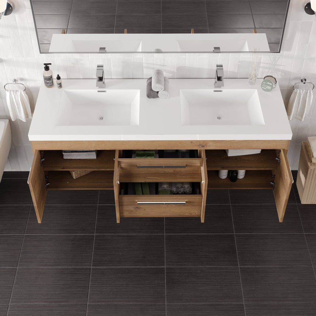 Eviva Lugano Bath Vanity with Acrylic Top and Integrated Sink (24"-84")