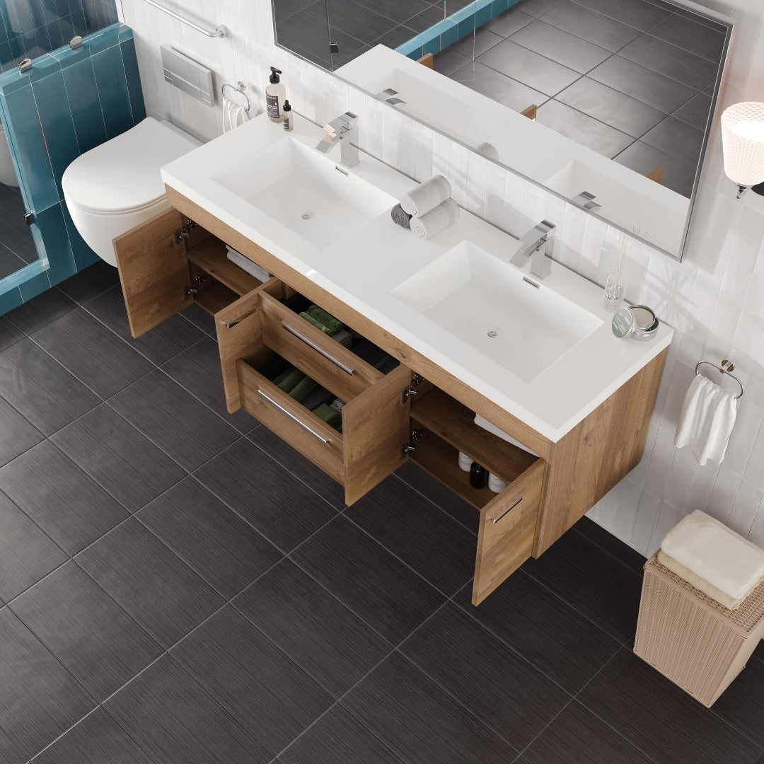 Eviva Lugano Bath Vanity with Acrylic Top and Integrated Sink (24"-84")